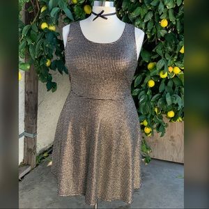 Houndstooth metallic skater dress